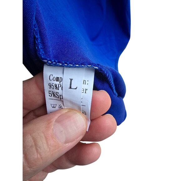 Ekaliy Womens Blue Draped Sleeveless Bodycon Dress Size L Polyester/Spandex Blen - Picture 6 of 11